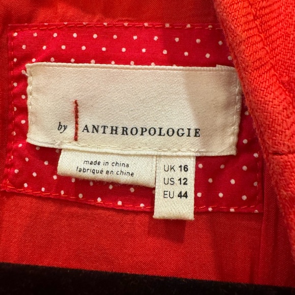Anthropologie Aiko Red/Orange embroidered dress size 12 - Picture 5 of 7